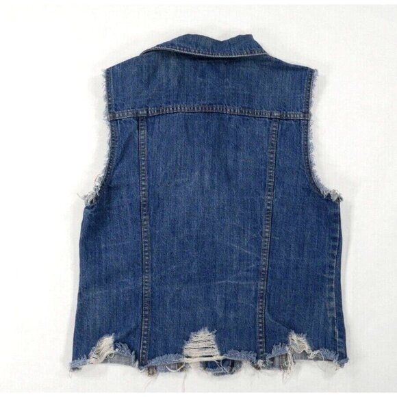 Urban Outfitters BDG Distressed Frayed Denim Vest Womens Size Medium EUC - Picture 4 of 9